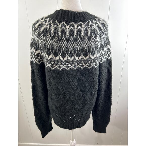 NWOT Wit & Wisdom Fair Isle Pointelle Sweater in Black and White size Large. - Picture 4 of 7